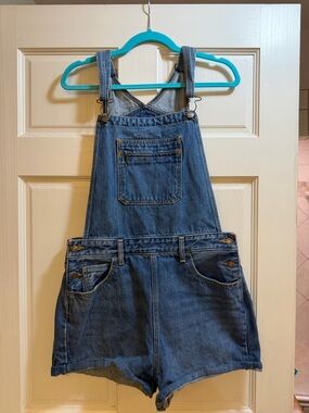 Levi's Blue Denim Overalls with Tan Leather Patch